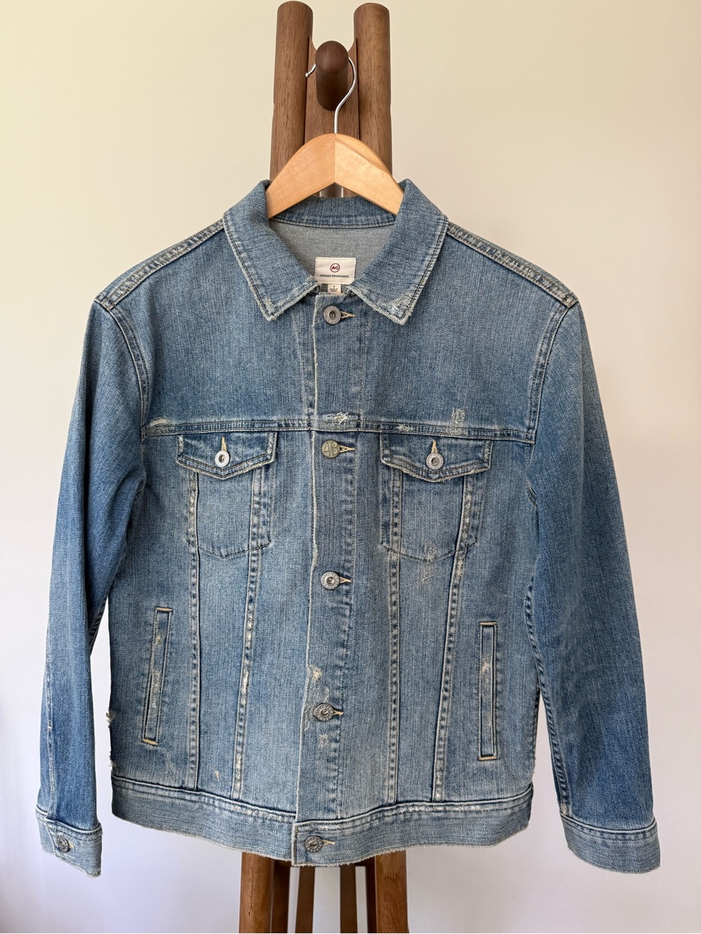 AG Adriano Goldschmied Distressed Denim Trucker Jacket NWT Small